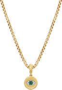 David Yurman Evil Eye Amulet in 18K Yellow Gold with Pavé Emerald and Diamonds