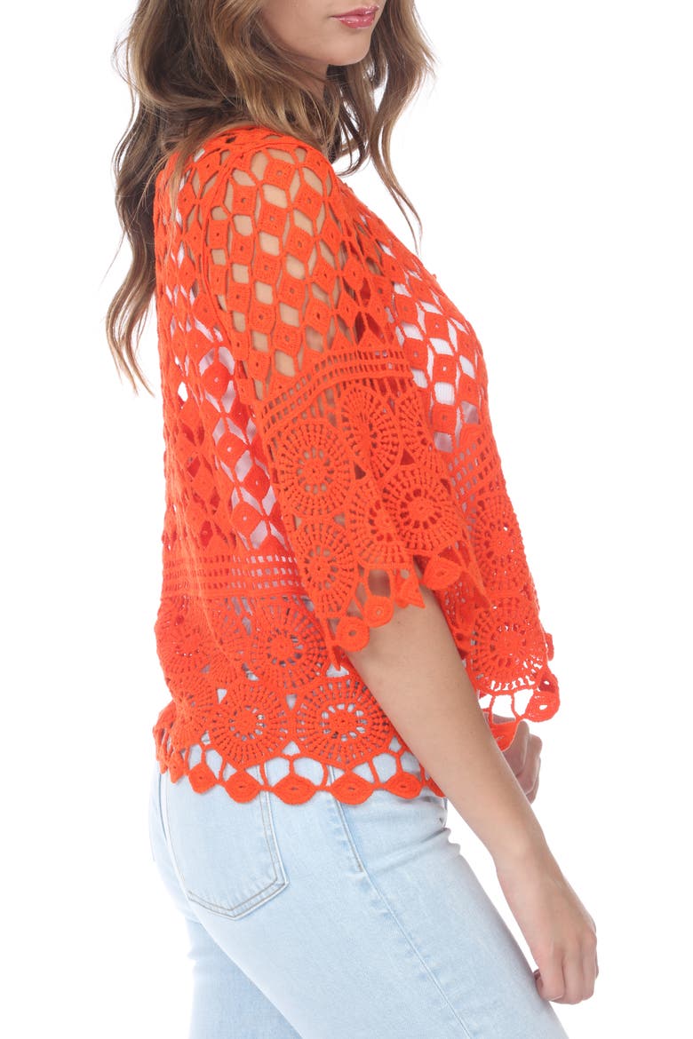 Crochet Top, Alternate, color, TOMATO