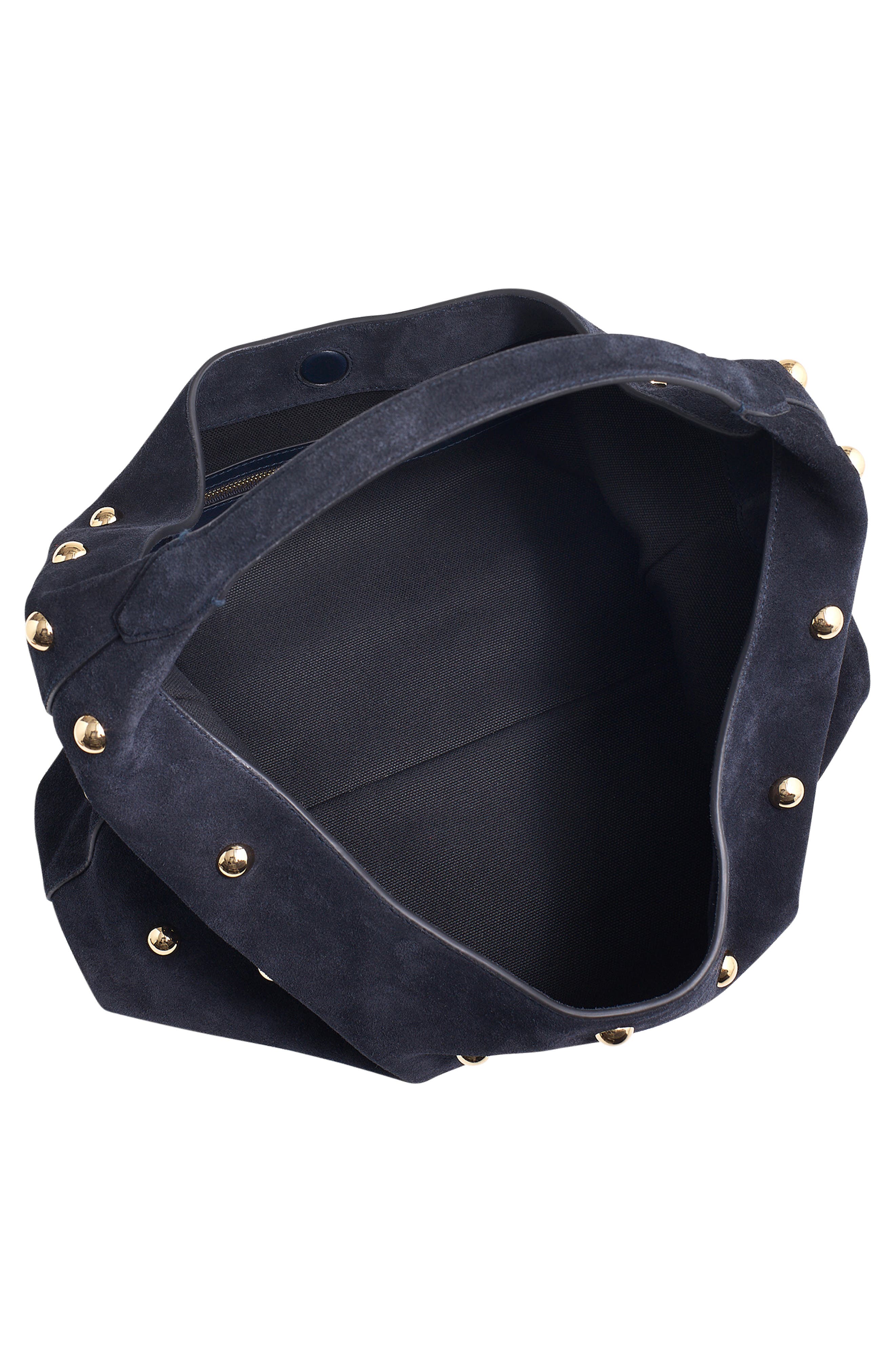 Madewell The Mylie Studded Suede Shoulder Bag, Alternate, color, Juniper Berry