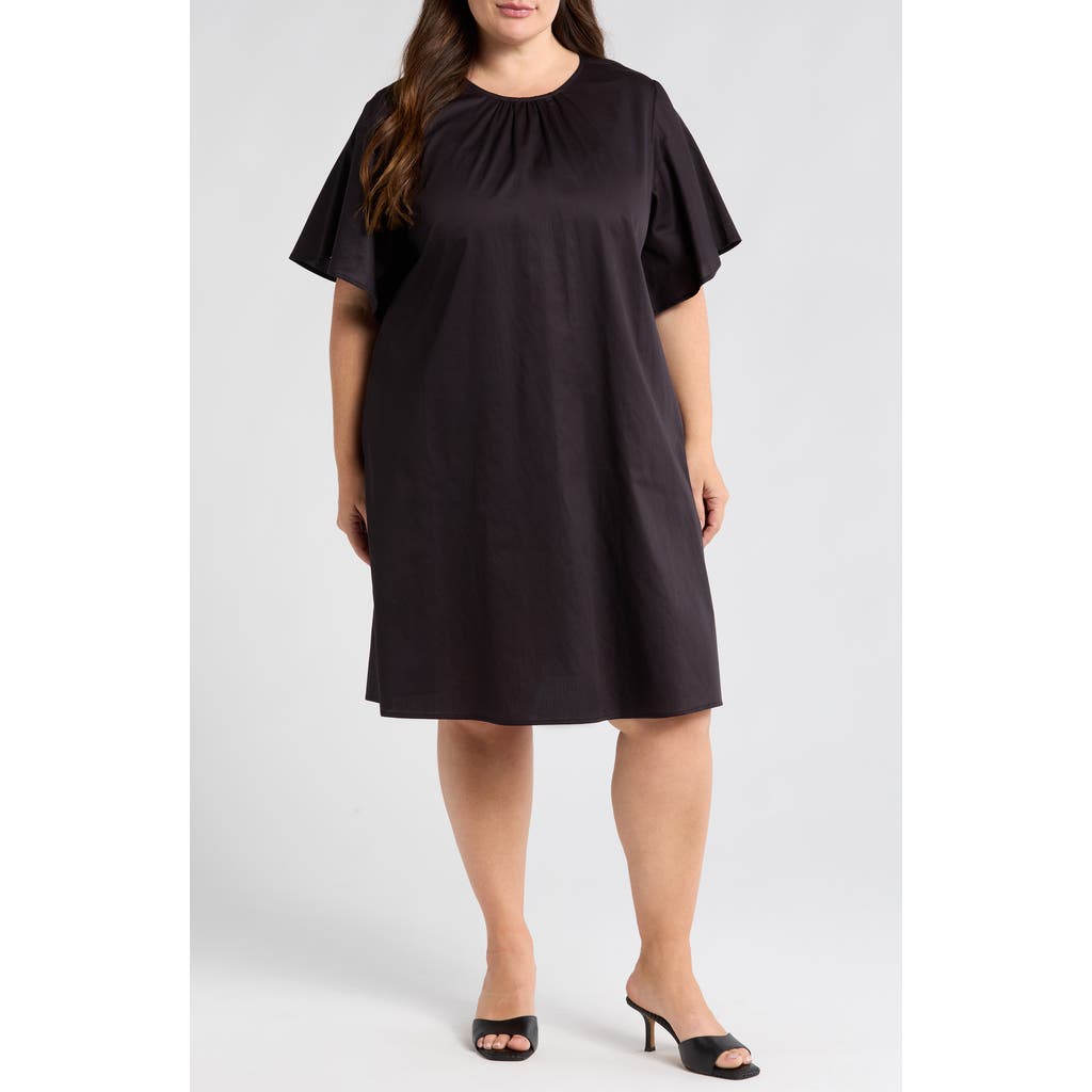 HARSHMAN Agata Flutter Sleeve Cotton Dress in Black  product