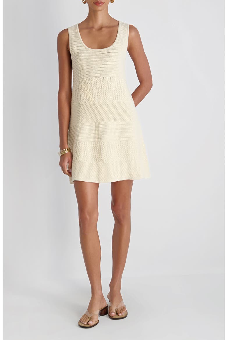 Mozart Mixed Stitch Sleeveless Minidress, Main, color, ECRU