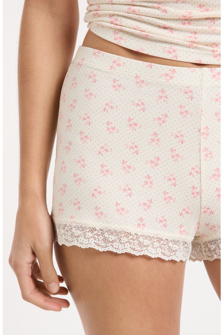 Kitty Lace Trim Shorts, Alternate, color, PINK