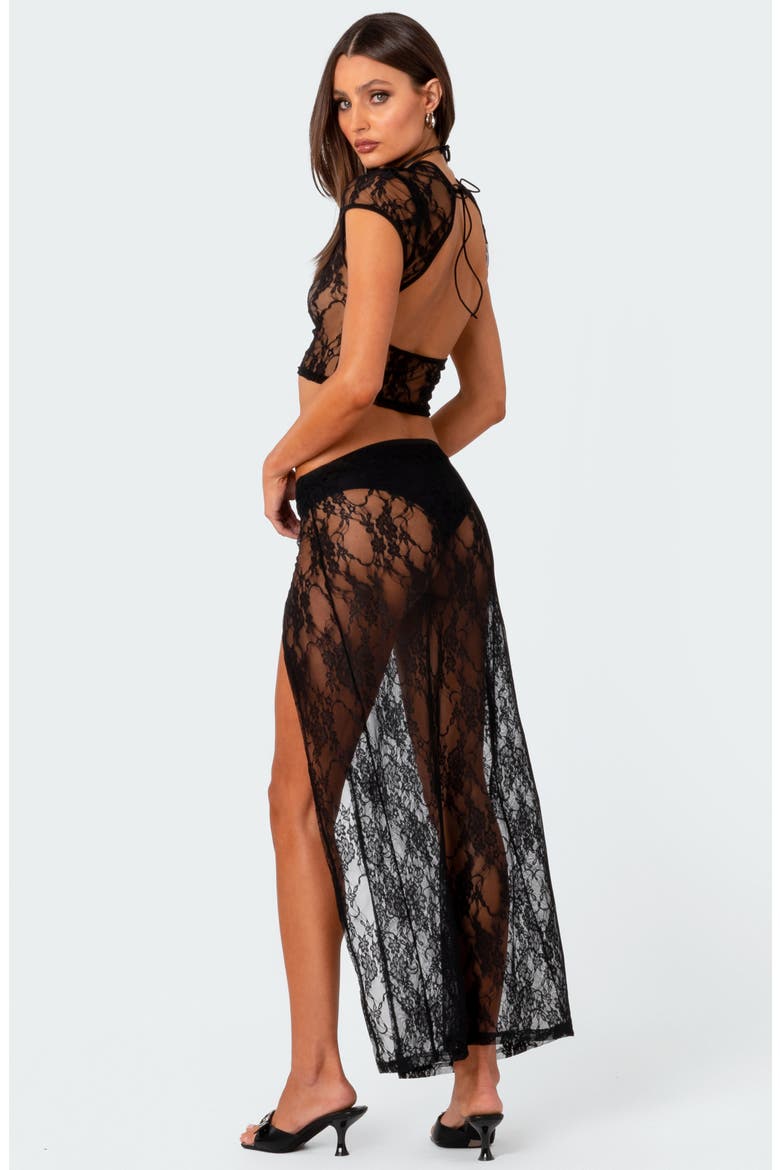 Aura Low Rise Lace Maxi Skirt, Alternate, color, BLACK