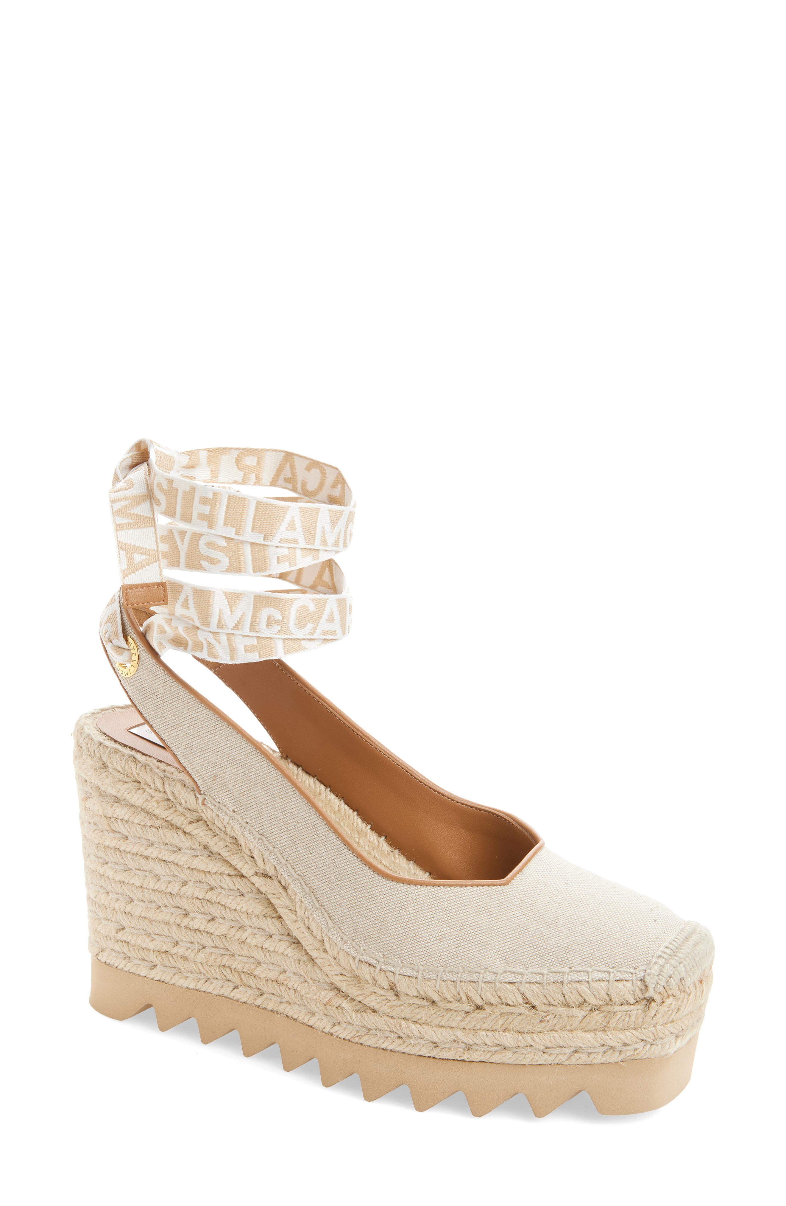 Stella McCartney Gaia Espadrille Wedge Slingback Pump, Main, color, Ecru