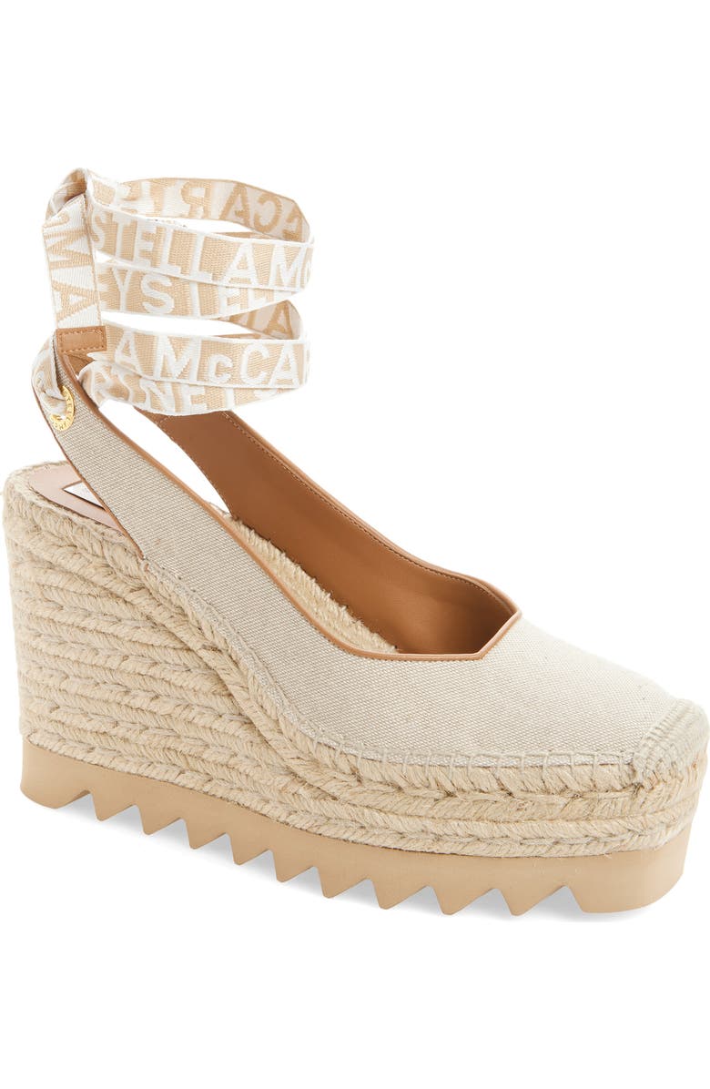 Stella McCartney Gaia Espadrille Wedge Slingback Pump, Main, color, Ecru