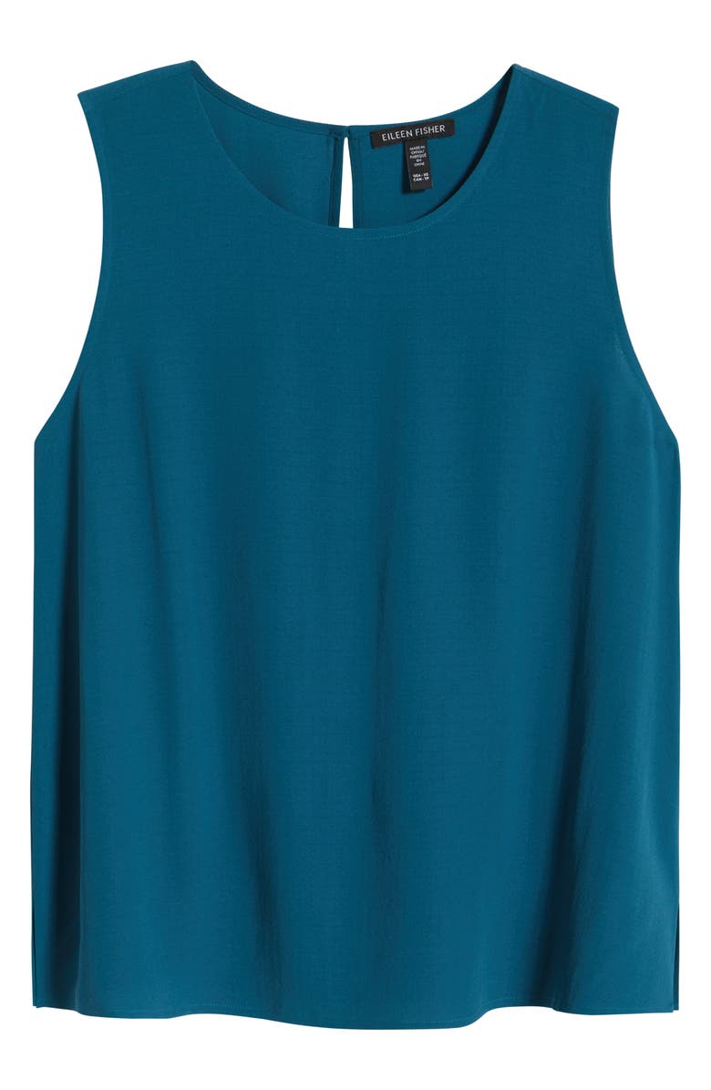 Eileen Fisher Textured Sleeveless Silk Shell, Alternate, color, Harbr