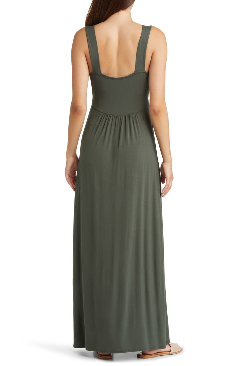 Loveappella Empire Waist Sleeveless Maxi Dress, Alternate, color, Olive