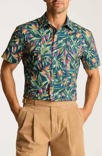 Bonobos Riviera Slim Fit Leaf Print Short Sleeve Button-Up Shirt