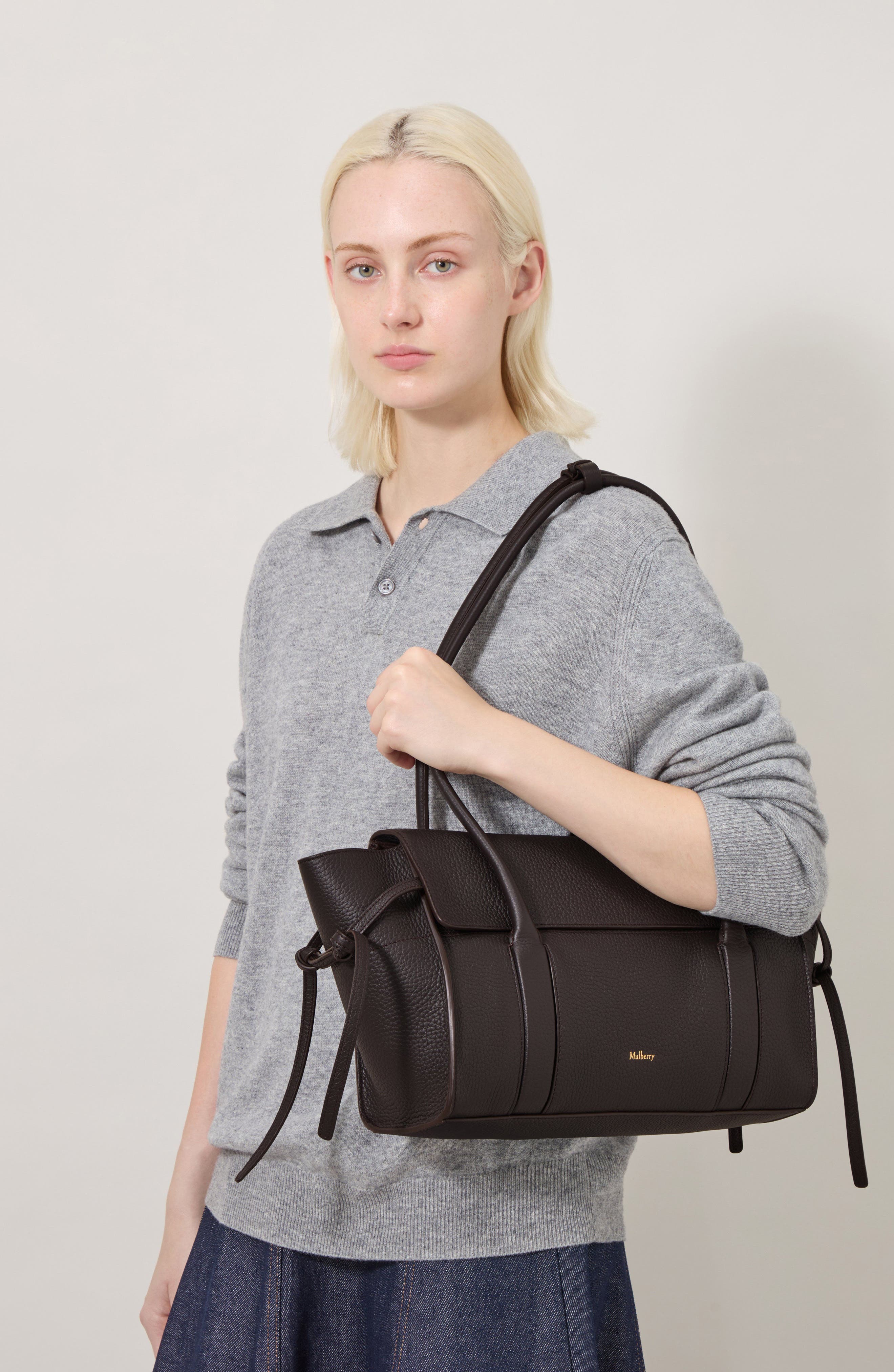 Mulberry Small Soft Bayswater Leather Satchel, Alternate, color, Ebony