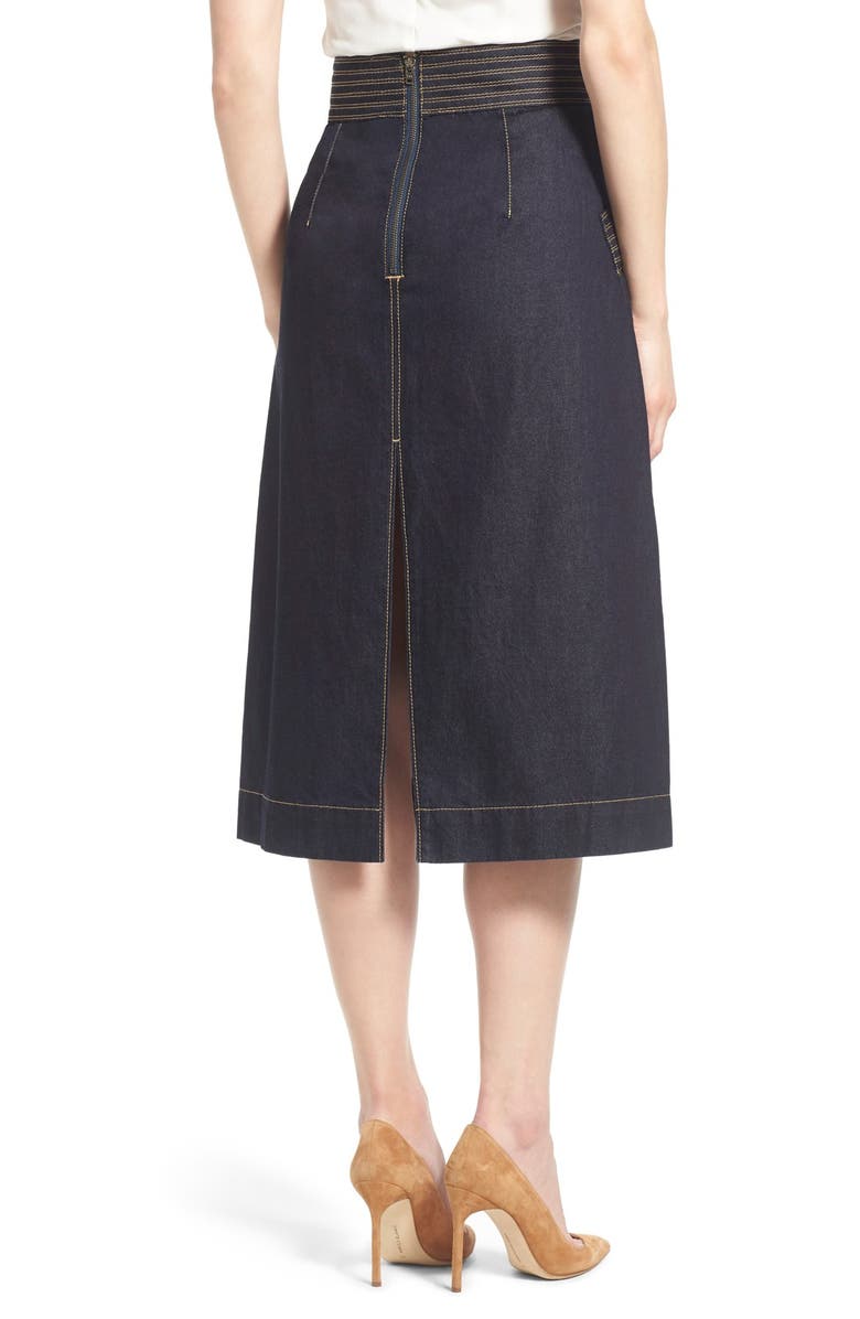 Chelsea28 Olivia Palermo + Chelsea28 Retro Denim Skirt, Alternate, color, 