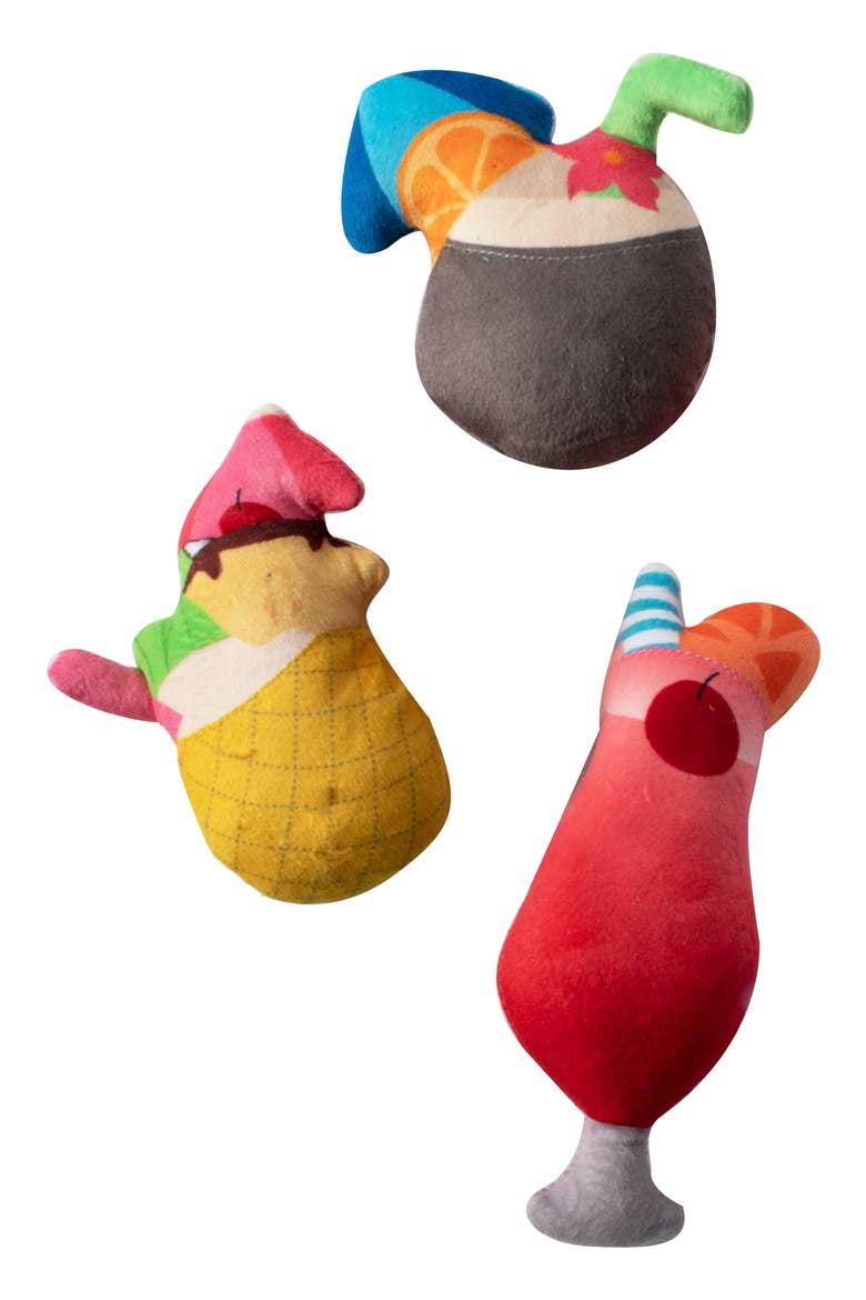 3-Pack Tropical Drinks Plush Dog Toys, Main, color, MULTI