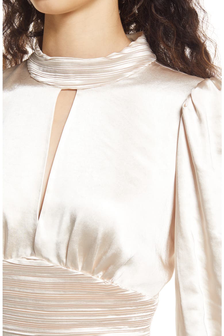 Cora Long Sleeve Satin Minidress, Alternate, color, CREAM