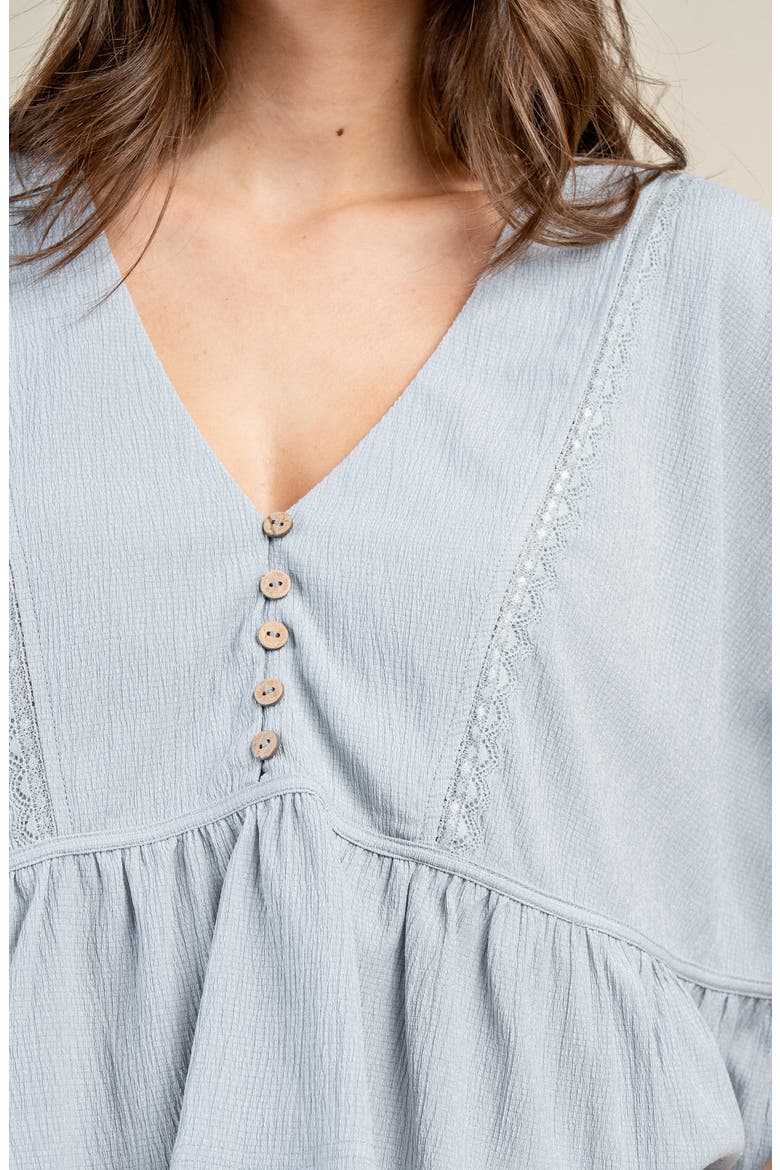 V-Neck Textured Crop Top, Alternate, color, BLUE