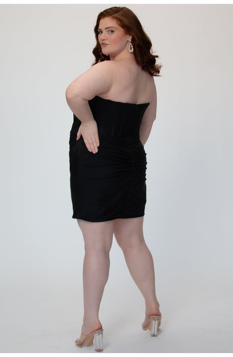 Sydney's Closet Plus Size Strapless Corset Mini Dress, Alternate, color, Black
