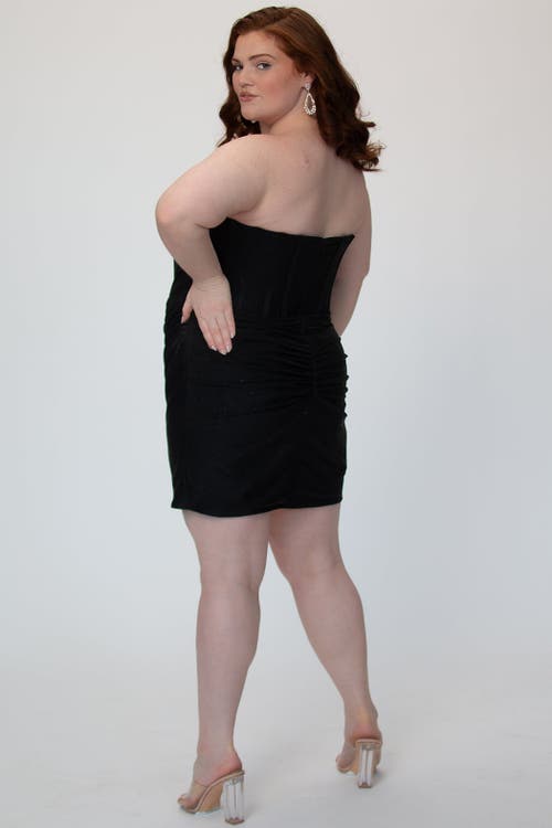 Sydney's Closet Plus Size Strapless Corset Mini Dress In Black
