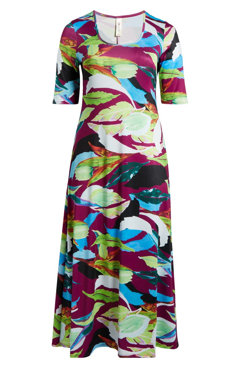 24seven Comfort Apparel Floral Stretch Maxi Dress, Alternate, color, 
