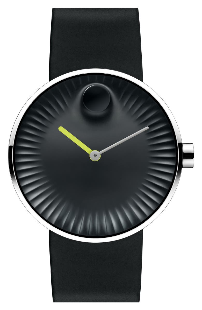 Movado 'Edge' Rubber Strap Watch, 40mm, Alternate, color, 