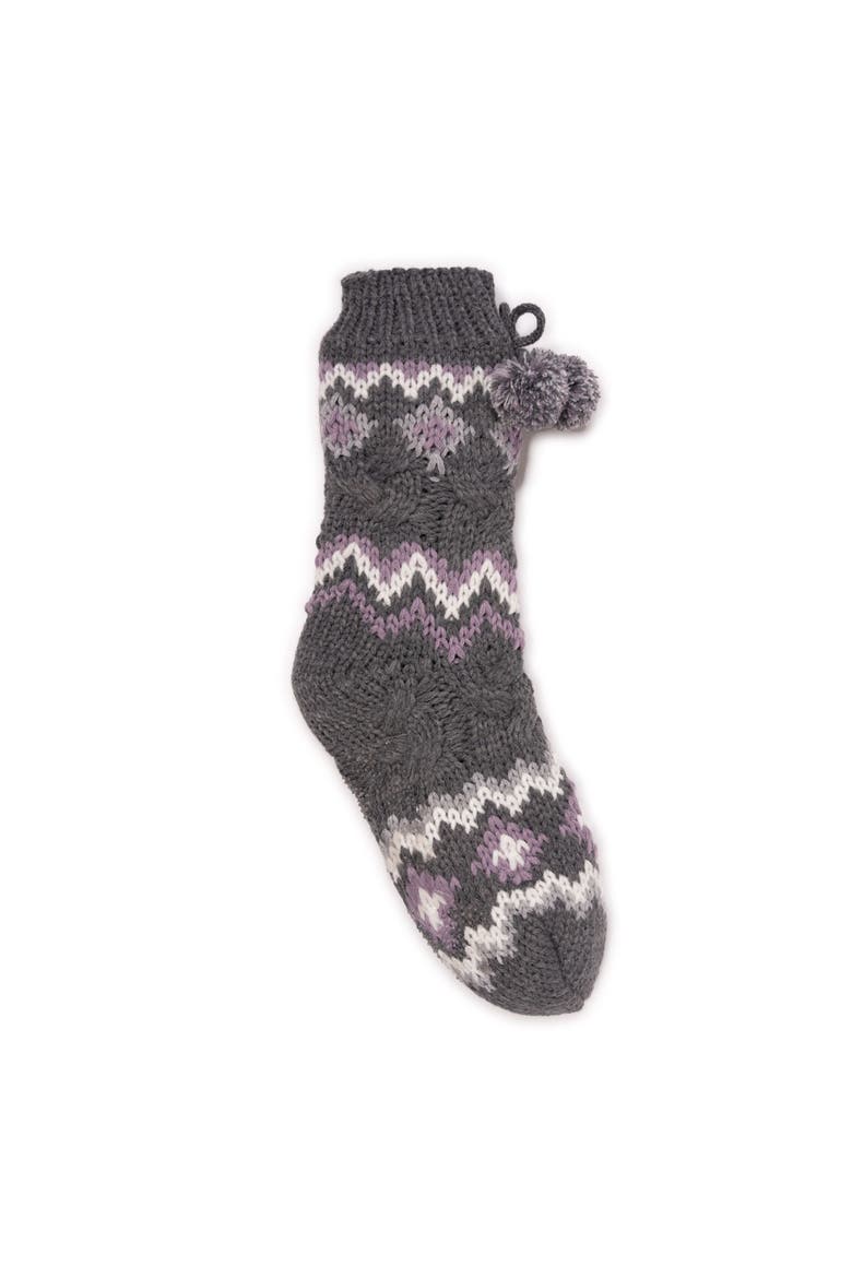 Chunky Fairisle Cabin Sock, Alternate, color, Dark Gray