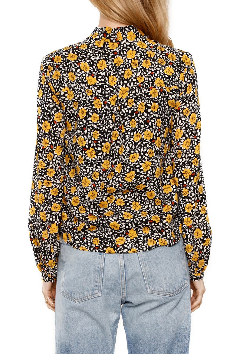 Camille Floral Print Faux Wrap Top, Alternate, color, BUTTERCUP
