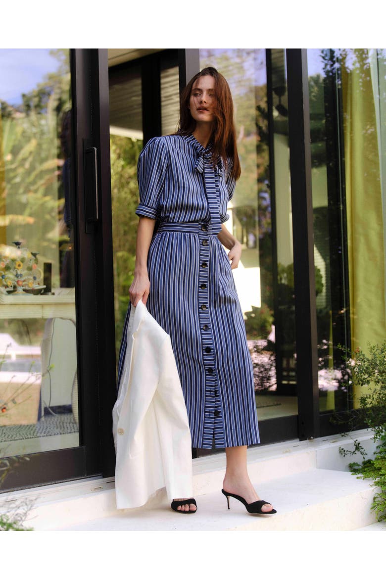 Peggy Neck-Tie Blouse, Alternate, color, Blue