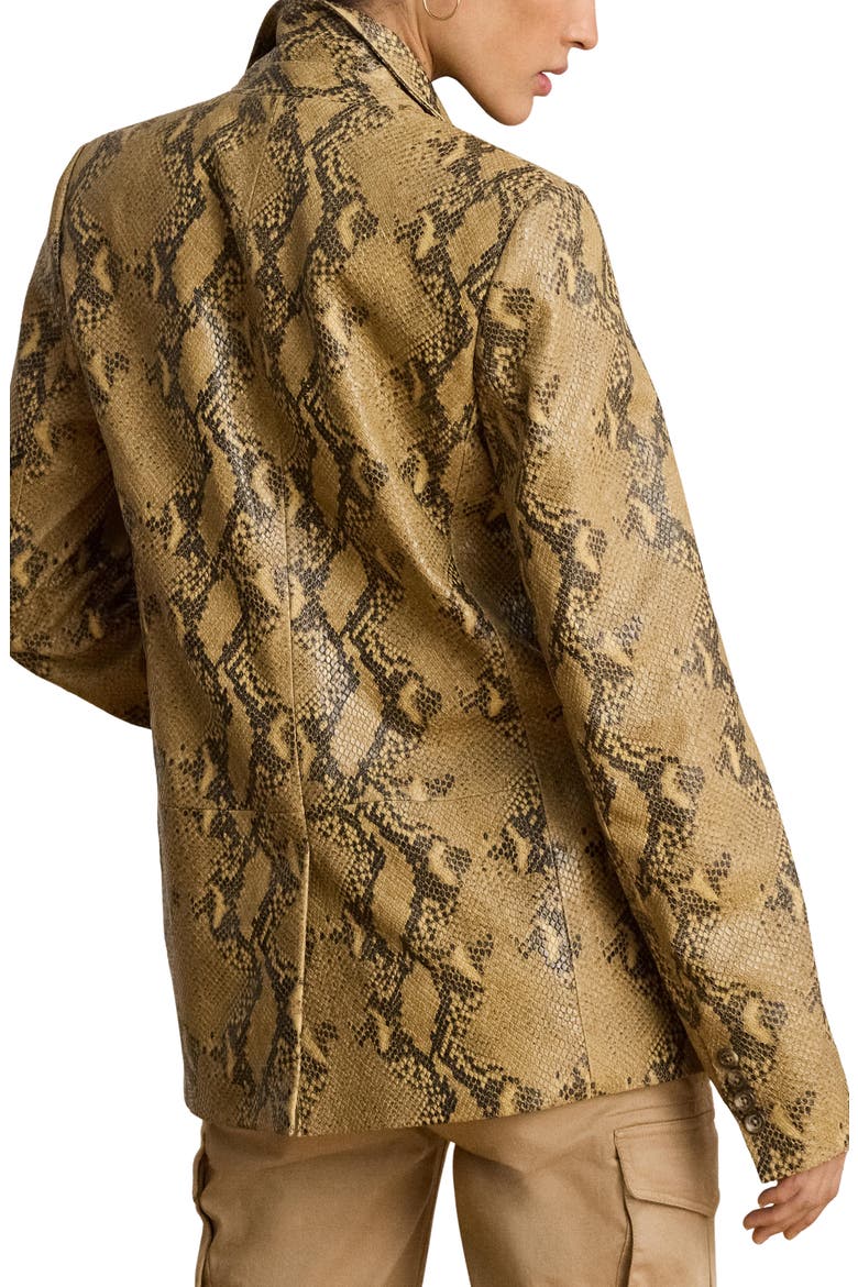 Snake Embossed Leather Blazer, Alternate, color, BEIGE