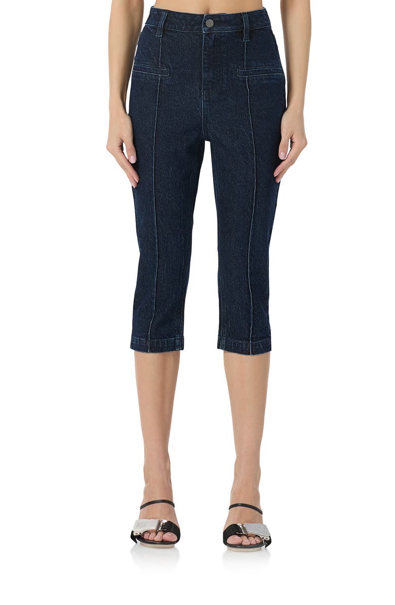 AFRM Pixie Pintuck Capri Jeans, Main, color, Rinse Dark Wash