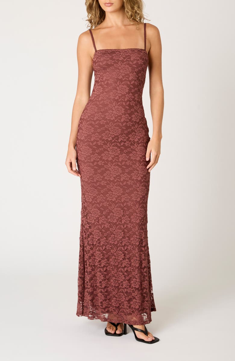 Nia Vetiver Embroidered Maxi Dress, Main, color, Cocoa
