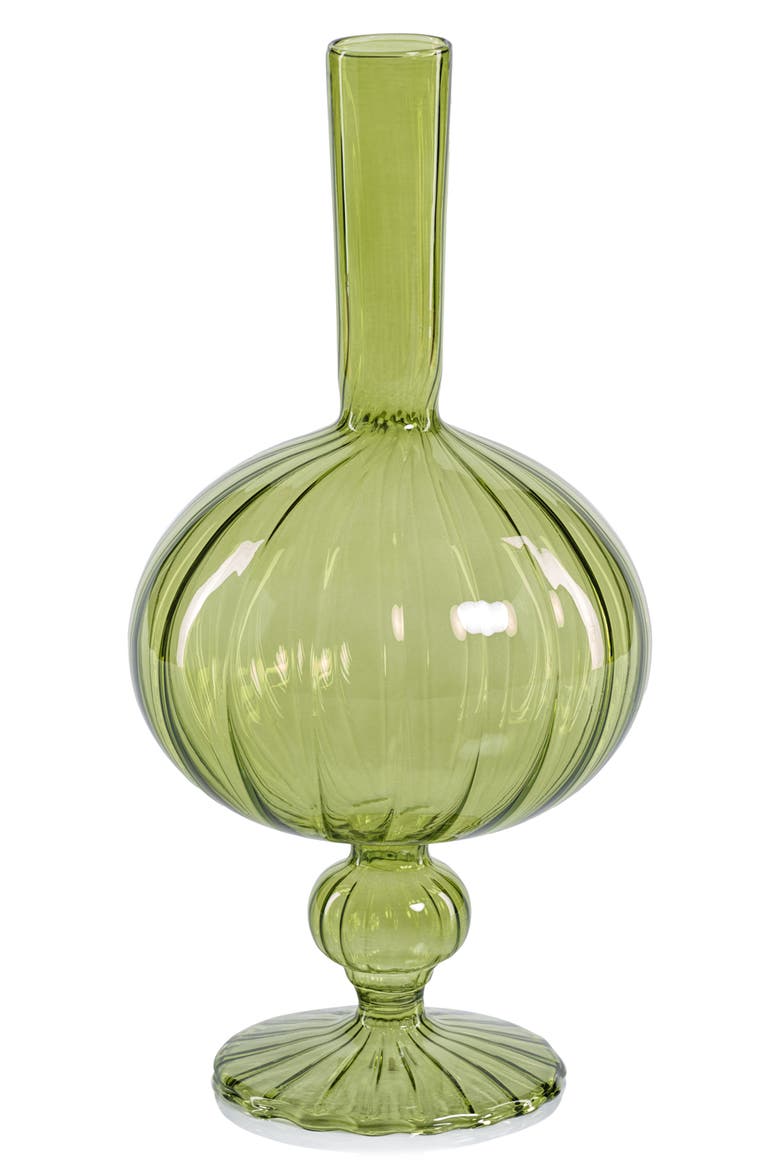 Vellum Set of 2 Spiral Decorative Glass Vases, Main, color, GREEN