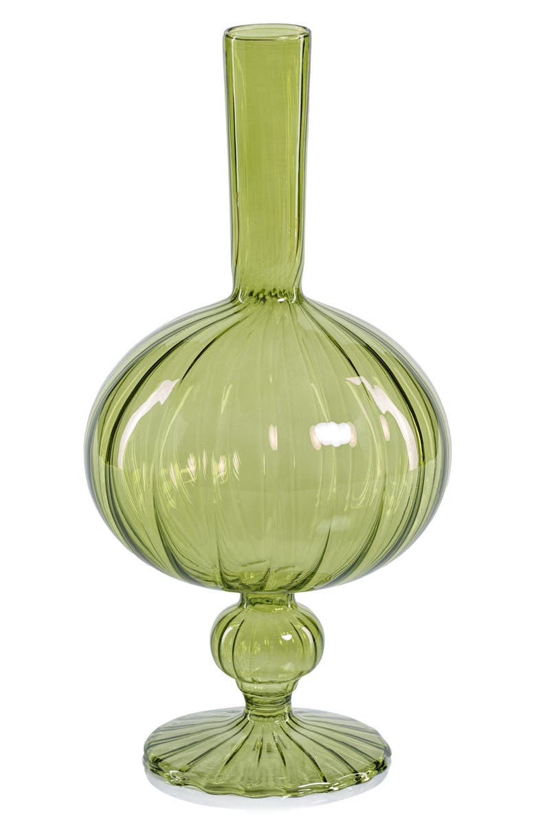 Zodax Vellum Set of 2 Spiral Decorative Glass Vases, Main, color, Green