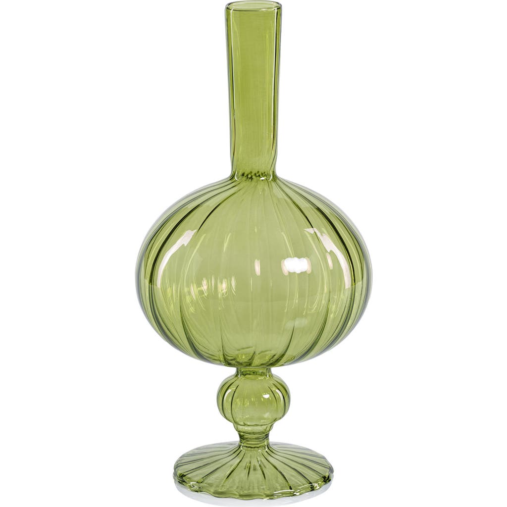 Zodax Vellum Set Of 2 Spiral Decorative Glass Vases In Green