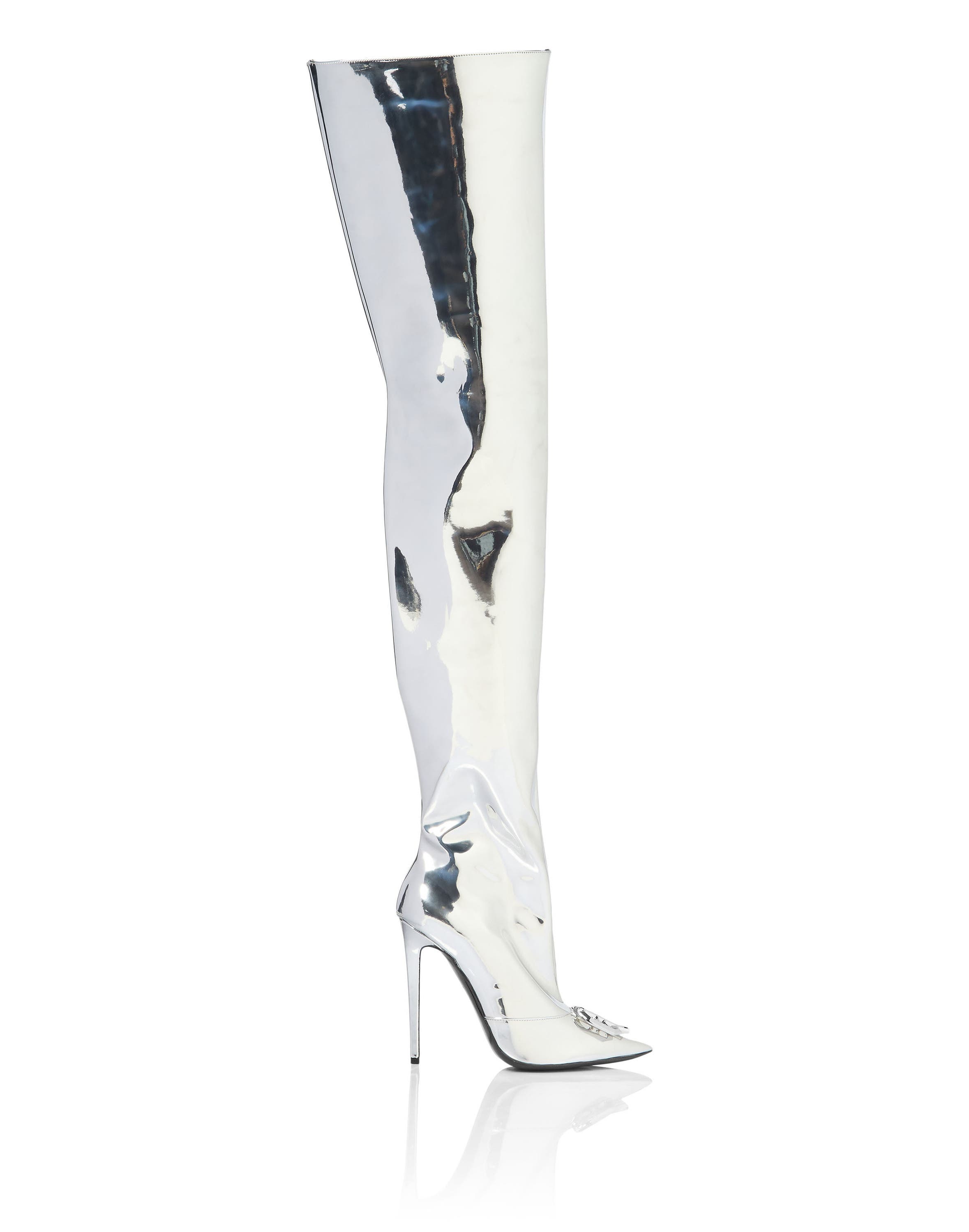 Mirror Boots Hi-Heels Overknees Gothic Plein Women, Alternate, color, Silver