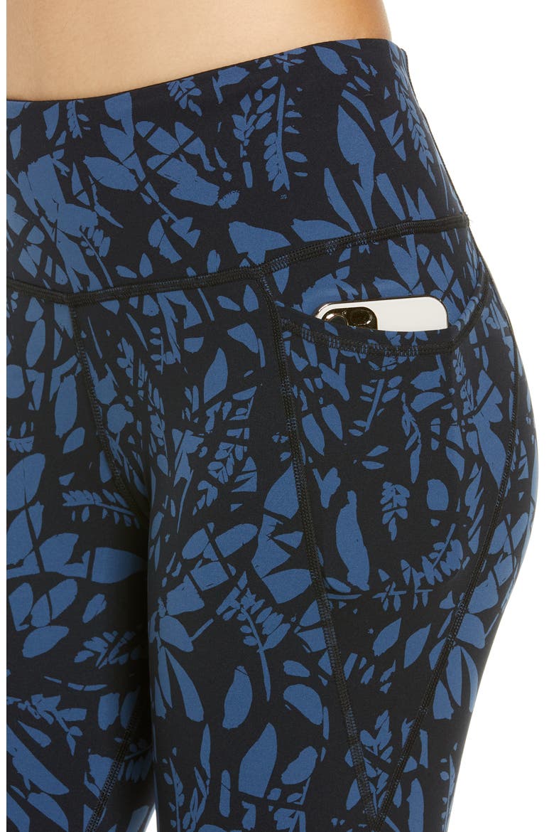 Power Pocket Workout Leggings, Alternate, color, BLUE LEAF SCATTER PRINT