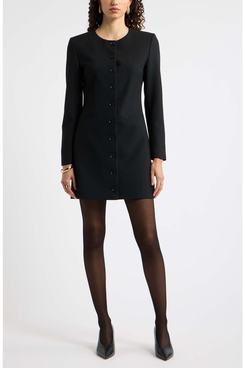 Collarless Blazer Minidress, Main, color, BLACK
