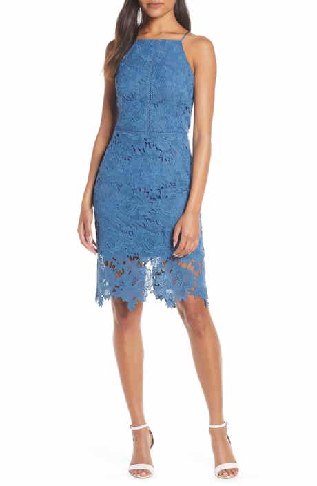 Adelyn Rae Farrah Halter Neck Lace Cocktail Dress