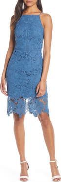 Adelyn Rae Farrah Halter Neck Lace Cocktail Dress