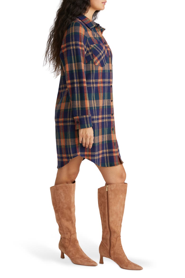 Long Sleeve Check Flannel Shirtdress, Alternate, color, AUTUMN APPLE RED PLAID