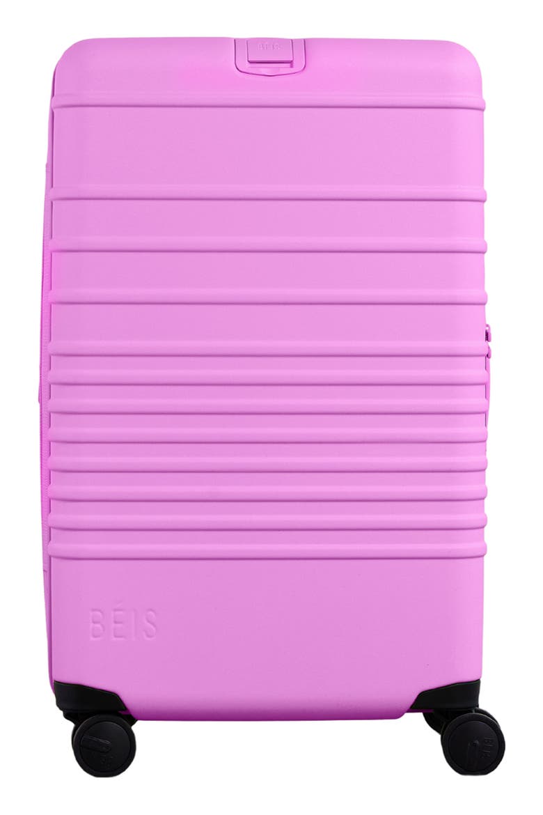 The Medium Check-In Roller Suitcase, Main, color, BERRY