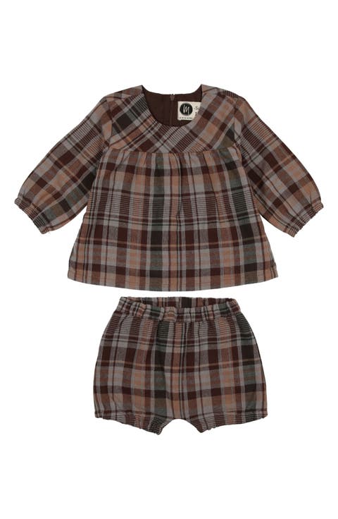 Kids' Plaid Top & Bubble Shorts Set (Baby & Toddler)