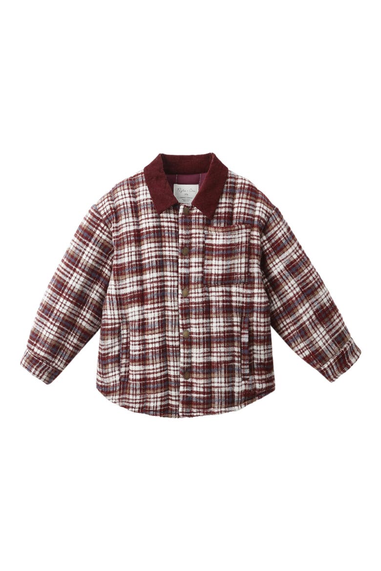 Nashville Plaid Quilted Shirt Jacket, Main, color, BURGUNDY