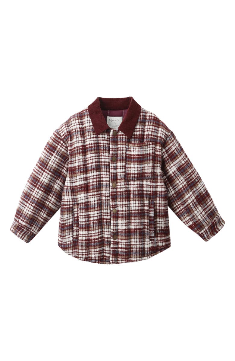Rylee + Cru Nashville Plaid Quilted Shirt Jacket, Main, color, Burgundy
