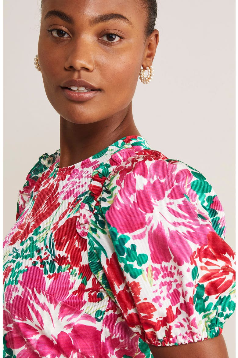 Brush Floral Print Puff Sleeve Top, Alternate, color, BRUSH FLORAL - MARSH