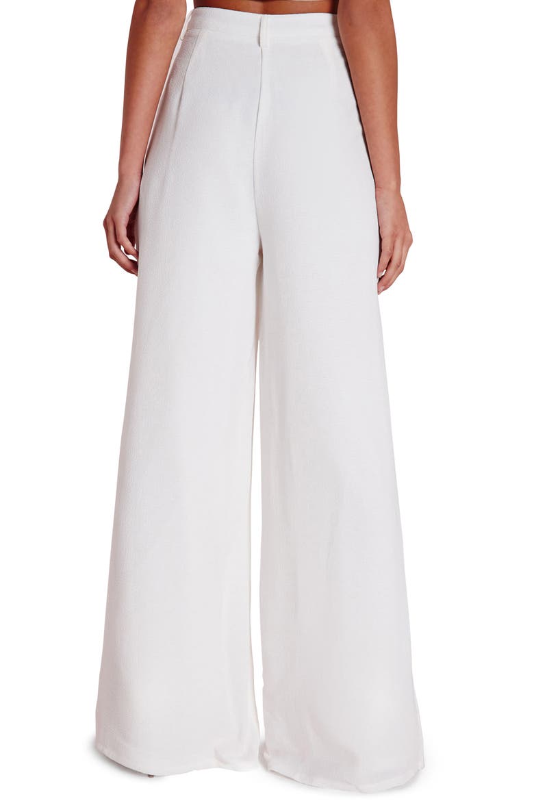 High Waist Wide Leg Crepe Trousers, Alternate, color, WHITE