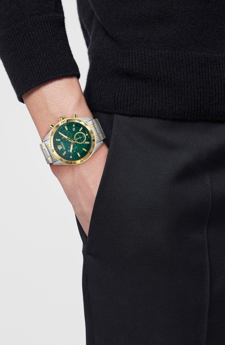 Versace V-Code Chronograph Bracelet Watch, 41mm, Alternate, color, Two Tone