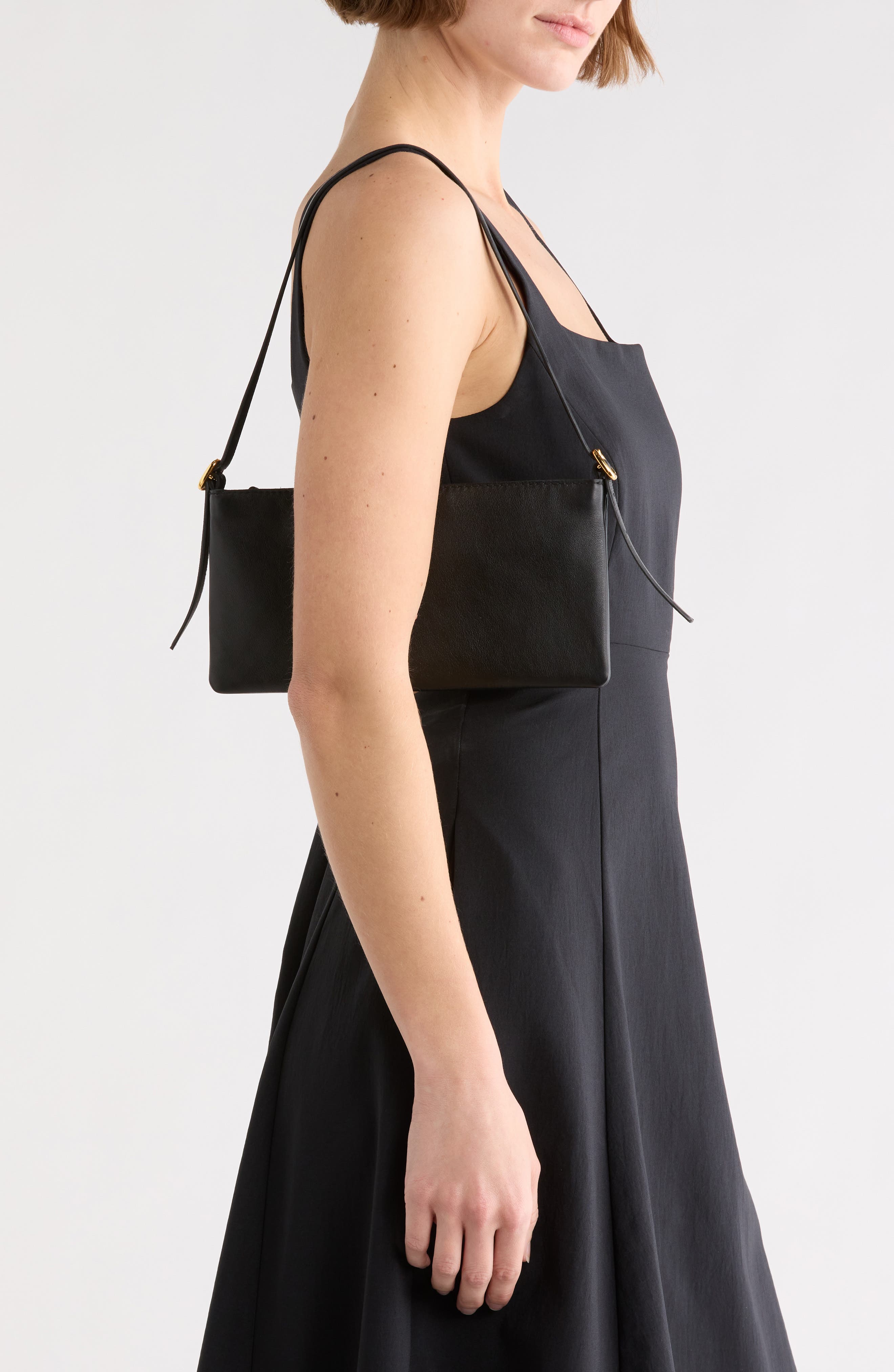 Madewell The Mini Sculptural Buckle Shoulder Bag, Alternate, color, True Black