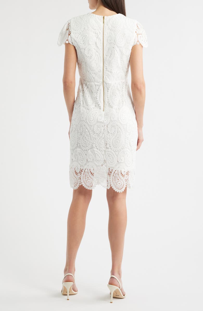 Tahari ASL Paisley Lace Cap Sleeve Sheath Dress, Alternate, color, White