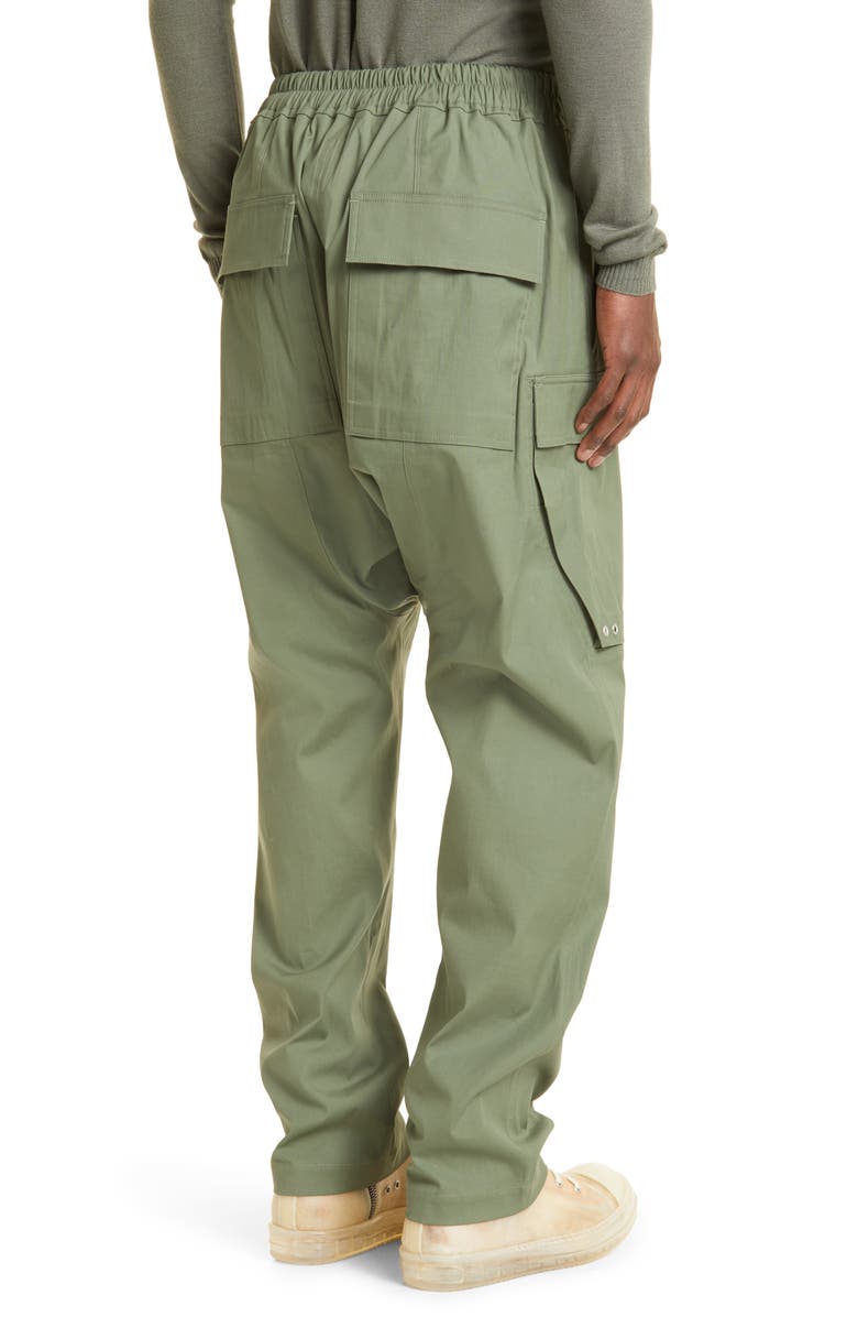 Rick Owens Drop Crotch Stretch Cotton Cargo Pants, Alternate, color,