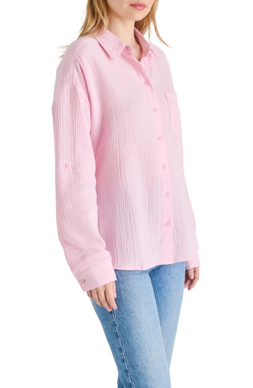 Steve Madden Gauze Button-up Shirt In Pink Lemonade