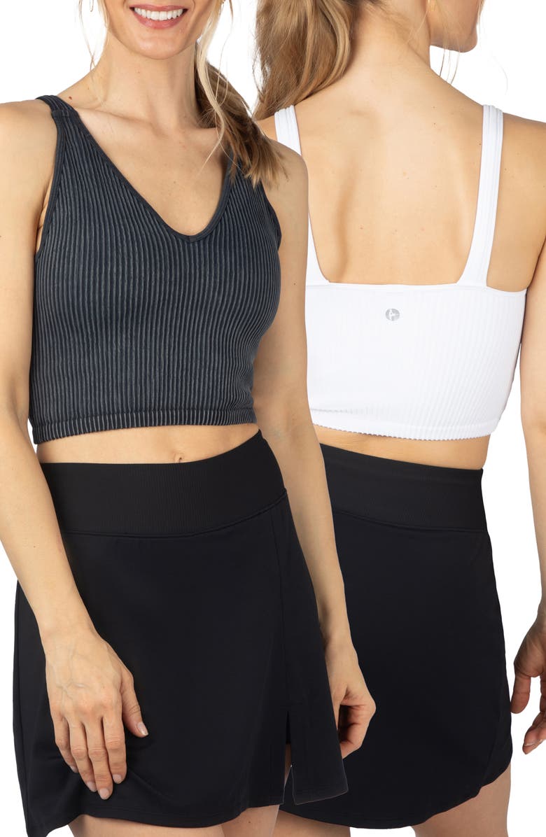 90 DEGREE BY REFLEX Alamo Stone Wash 2-Pack V-Neck Seamless Bralettes, Main, color, 