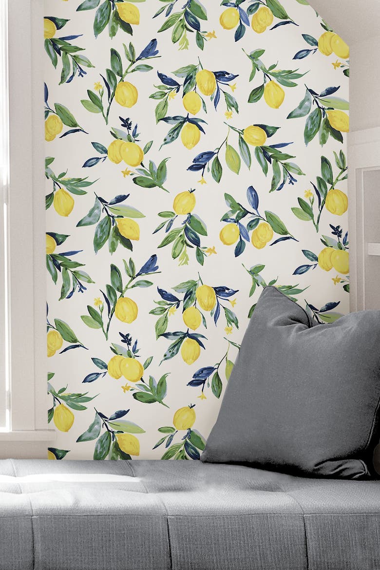 Lemon Drop Yellow Peel & Stick Wallpaper, Alternate, color, YELLOW