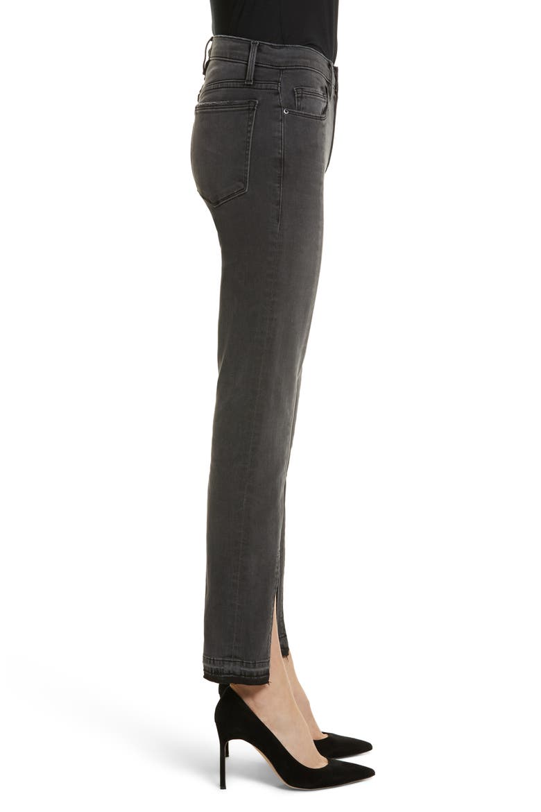 Le Nouveau Straight Split Hem Skinny Jeans, Alternate, color, WOODLAND